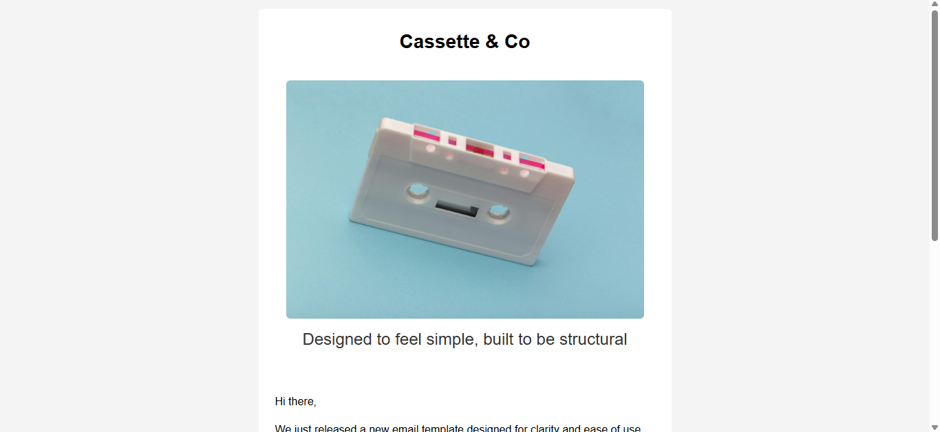 Screenshot of an image based marketing email demo