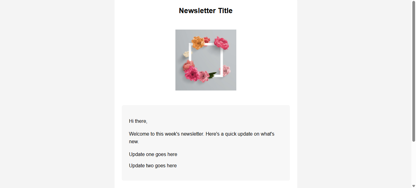 Screenshot of a newsletter email demo