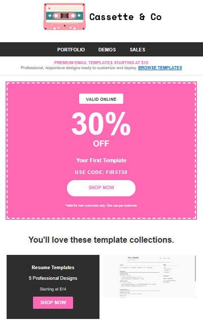 Screenshot of an Michaels marketing email conversion demo