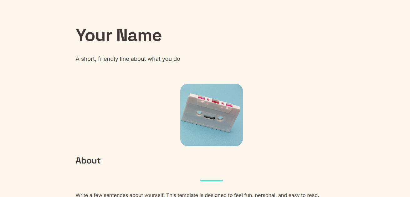 Screenshot of a playful portfolio demo