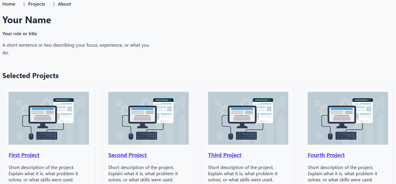 Screenshot of a Portfolio resume demo