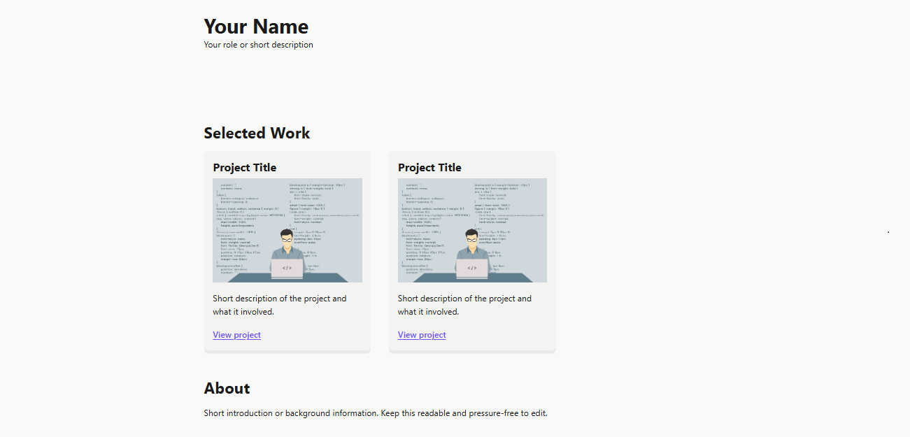 Screenshot of a Portfolio showcase demo